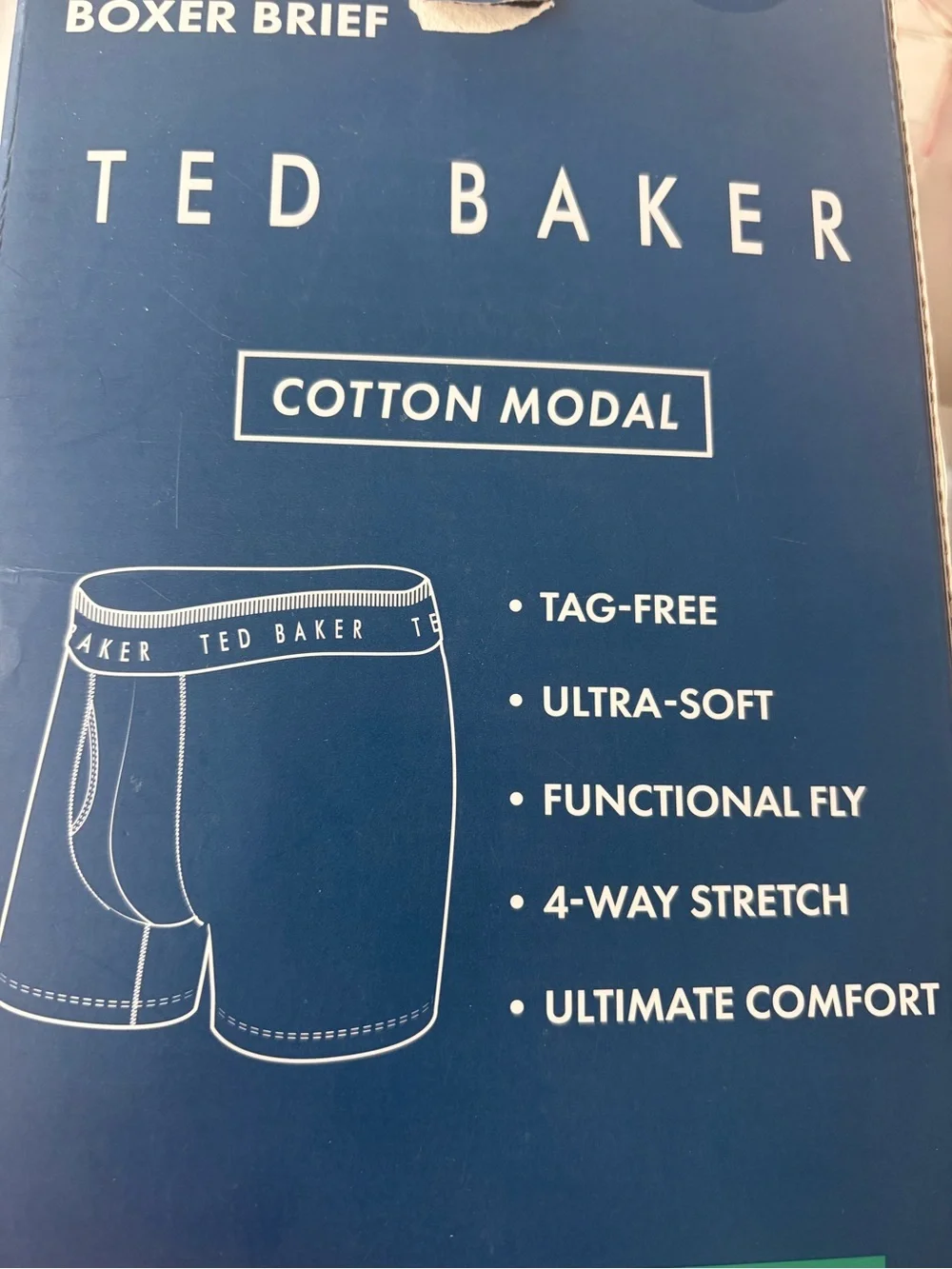 Ted Baker Men's Boxer Brief 4-Pack in Black with Blue Accents new